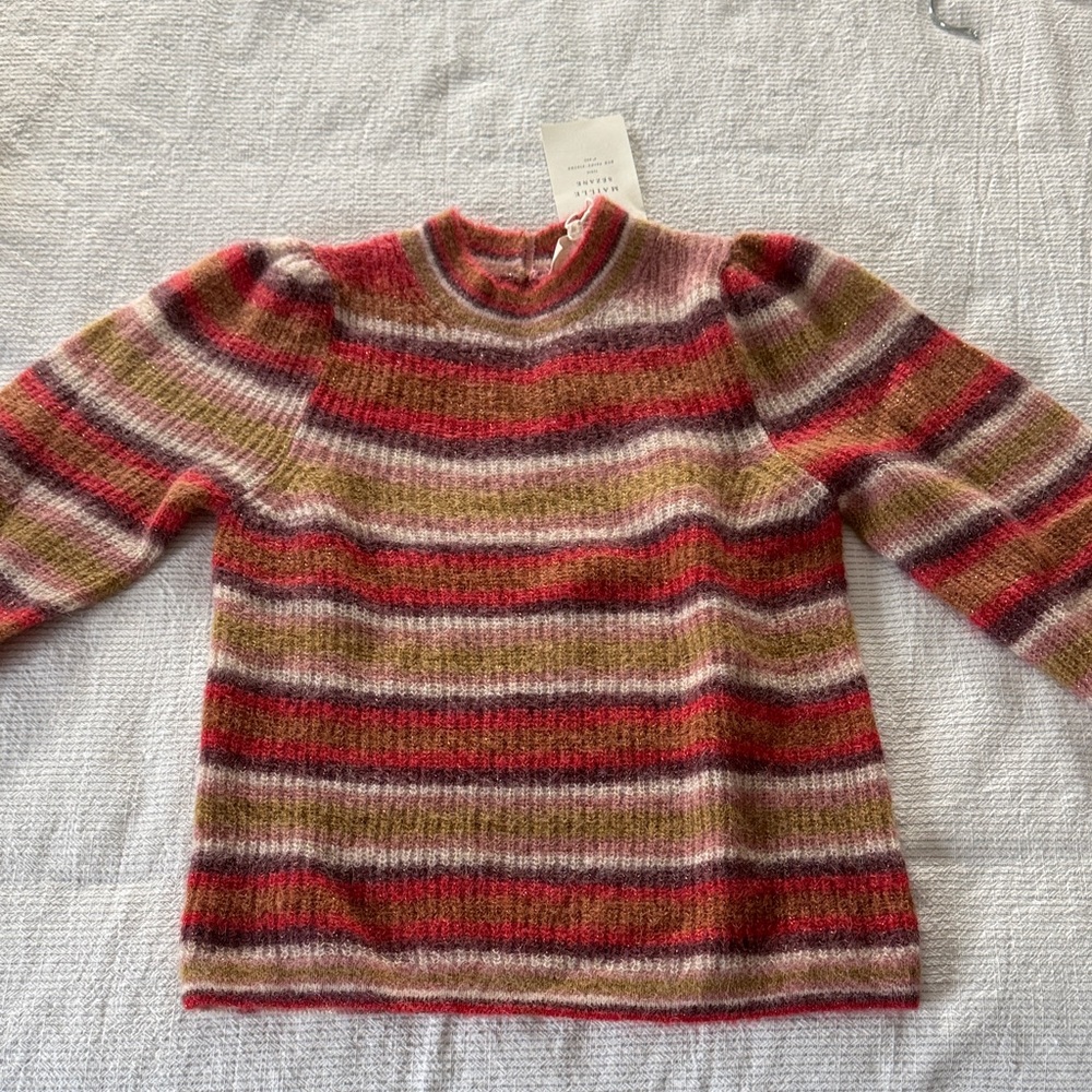 Sezane Red and Pink Striped Sweater